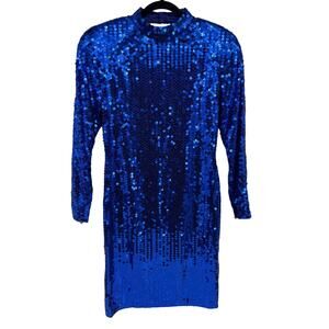 Niteline Della Roufogali Evening Dress Sz 8 Medium‎ Royal Blue Iridescent Sequin